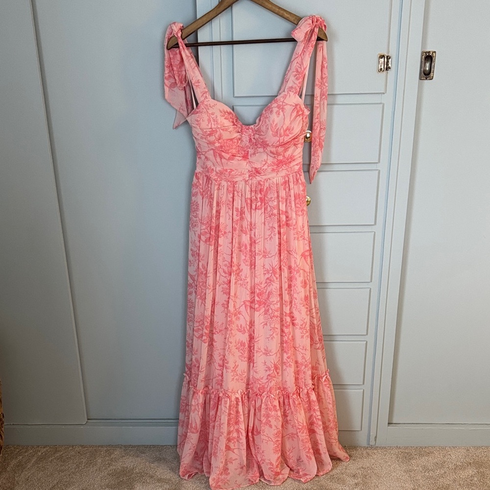 Francesca's Collections Pink Floral Maxi Dress